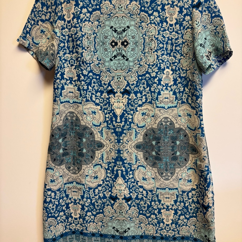 Lulu's Blue and Gray Patterned Mini Dress‎